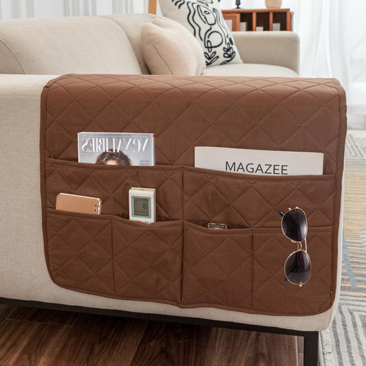 Remote Control Holder for Recliner, Sofa Arm Organizer, Coffee - Image 1