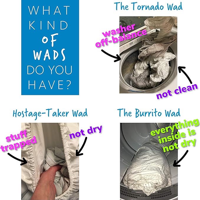 Wad-Free Bed Sheet Detangler Reduces Laundry Tangles - As Seen on Shark Tank, Made in USA