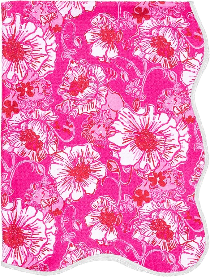 Lilly Pulitzer Microfiber Tea Towel Set of 2, Decorative Cloth with Hanging Loop and Scalloped Edge (Feeling Poppy/Glowing Gardens)