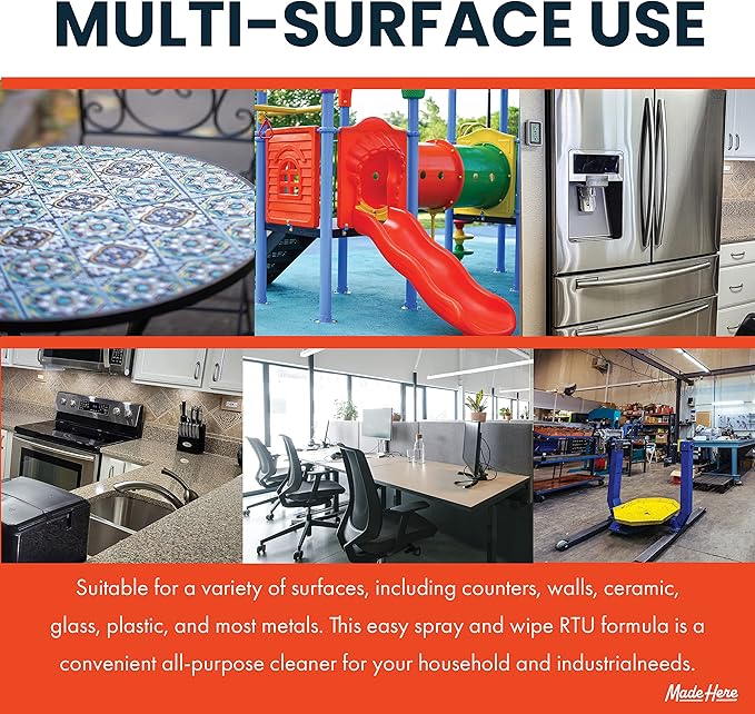 Multi-Surface Cleaner - Powerful, Safe, and Eco-Friendly Spicy Sandalwood Scented Formula for Counters, Walls, Ceramic, Glass, Plastic, and Most Metals