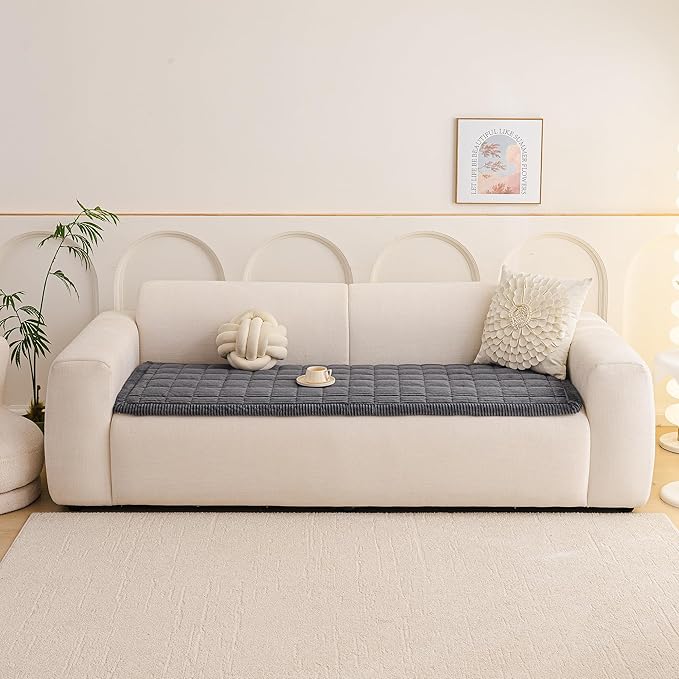 MEETSKY Couch Cover for 3 Cushion Couch Sofa, Grey Sofa Covers for Dogs Washable, Non-Slip Sofa Protector Pet Friendly Dog Mats for Couches Soft Furniture Covers, 27.6" x 82.7", Dark Grey