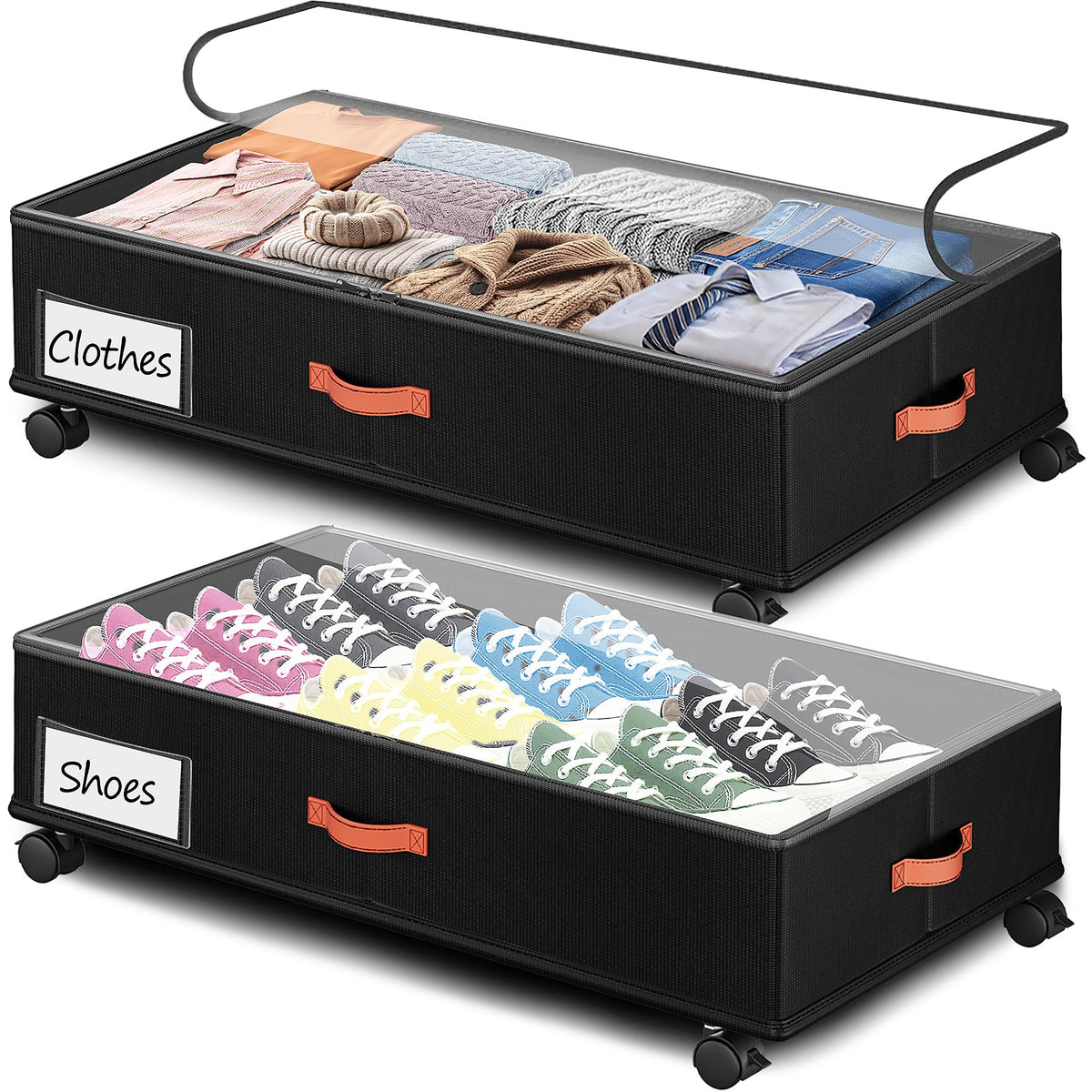 Tsinglax 66L 2-Pack,Under Bed Storage with Wheels - Image 1