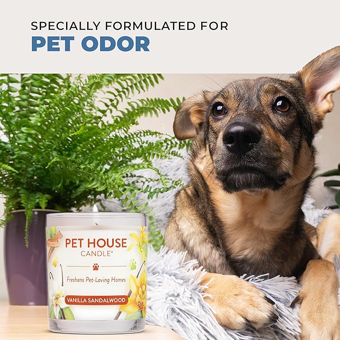 Pet House 9 oz Fresh Cut Grass Scented Candle, Clean Burning, Long Lasting Plant-Based Pet Odor Candle, 60 Hour Burn Time - 2 Pack
