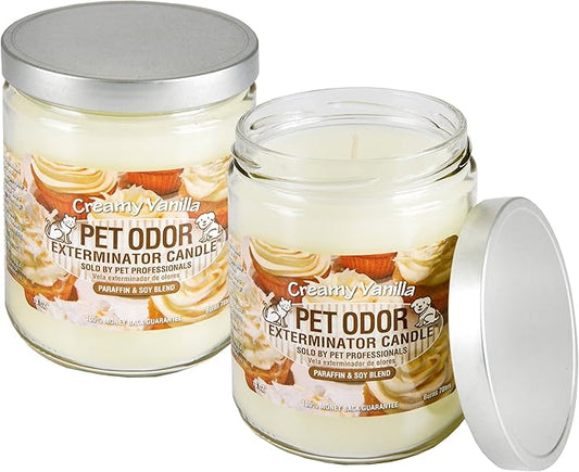 Odor Exterminator Candle, Creamy Vanilla, 13 Ounce Jar (Pack of 2)