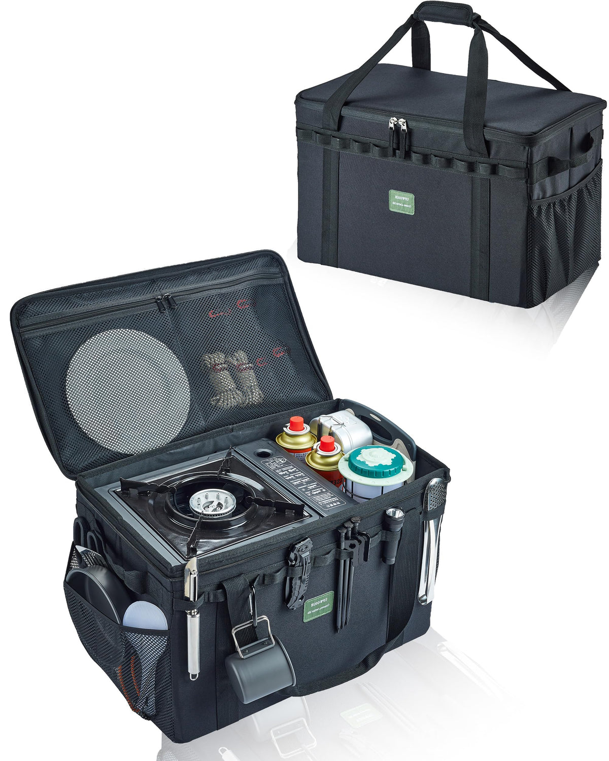 UPWOIGH 40L Heavy Duty Camping Storage Bag with Dividers, Black - Image 1