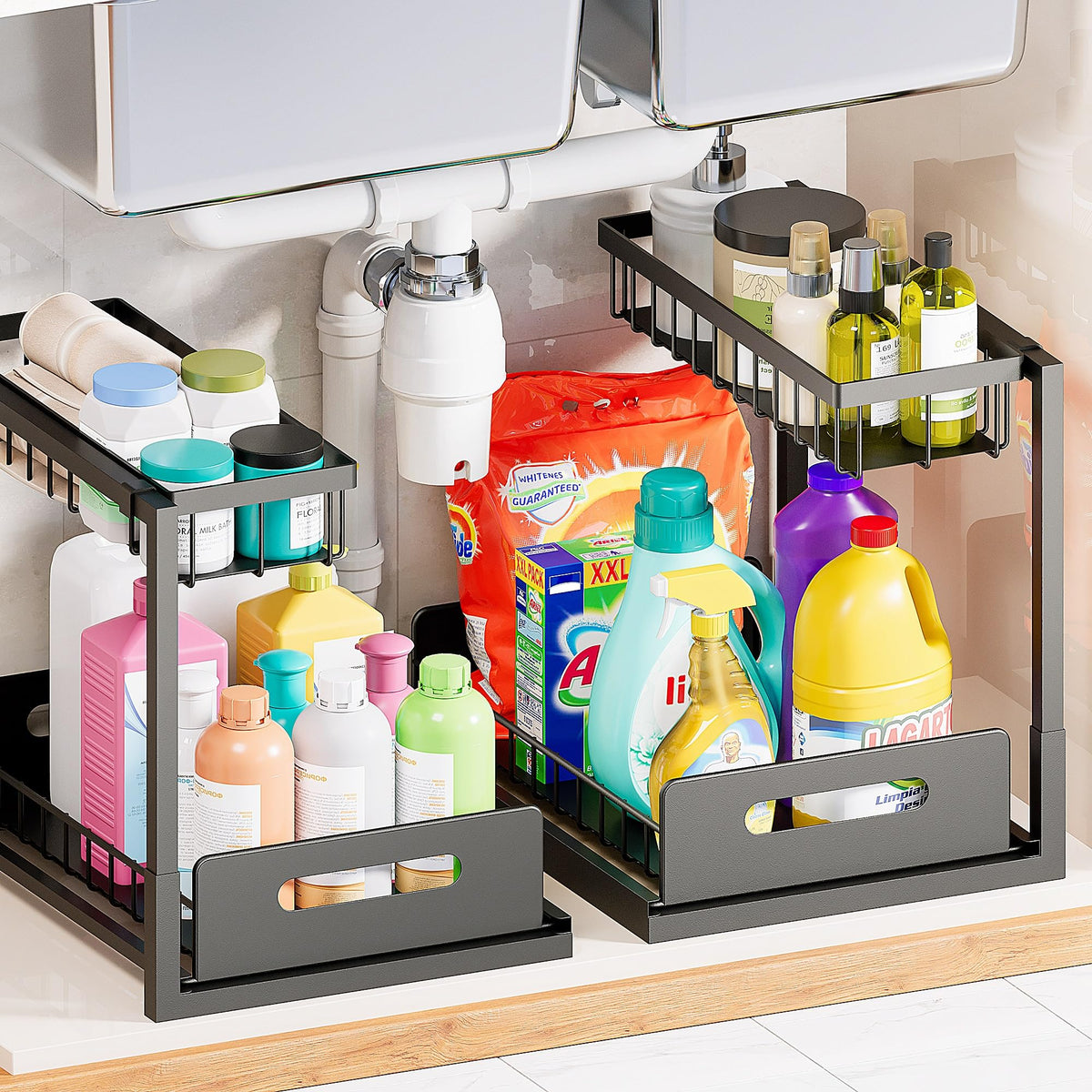 Under Sink Organizer and Storage 2 Pack, Slide Out Cabinet - Image 1