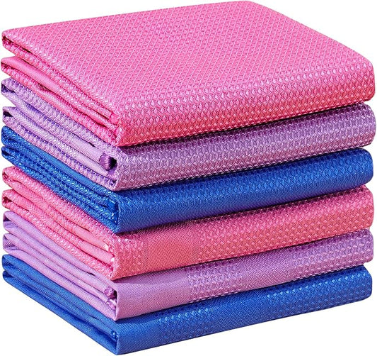 JOYMOOP Microfiber Waffle Weave Cleaning Cloth,Highly Absorbent Kitchen Towels,Quick Drying Lint Free Dish Towels for Kitchen,6 Pack, Mixed Color, 15.7×15.7inch