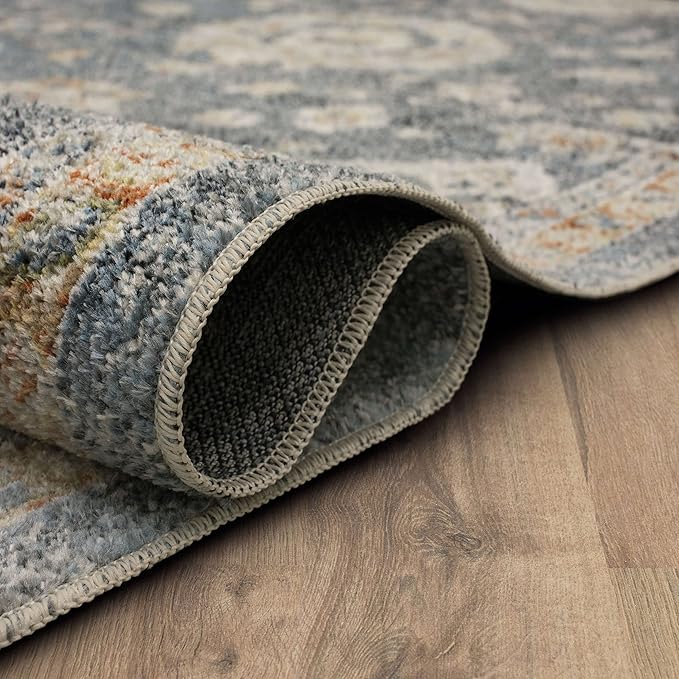 Mohawk Home Garrett Floral Ornamental Denim Blue 7' 10" x 10' Area Rug Perfect for Living Room, Dining Room, Office