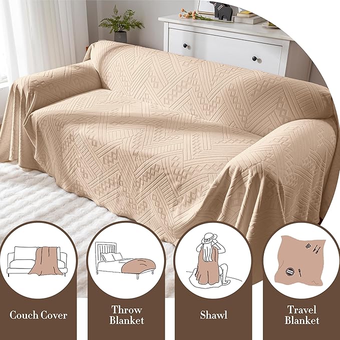 Waterproof Couch Cover, Reversible, Pet-Friendly, Washable and Anti-Slip Couch Covers for Sofa Protection with 3 Cushions, Sofa Slipcovers for Dogs and Cats (71×118in/Khaki)