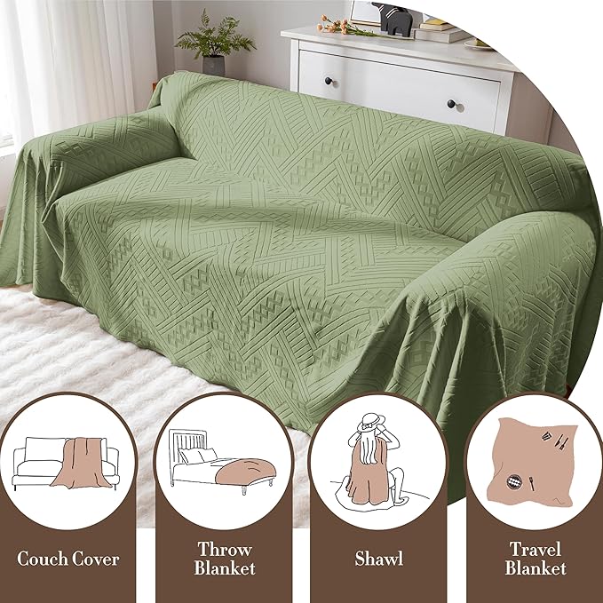Waterproof Couch Cover, Reversible, Pet-Friendly, Washable and Anti-Slip Sofa Covers for Sofa Protection with 2 Cushions, Ideal Sofa Slipcovers for Dogs and Cats (71×102in/Green)