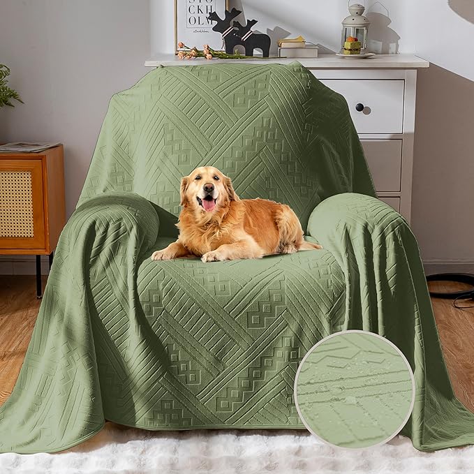 Waterproof Recliner Chair Cover, Anti-Slip Reclining Chair Covers, Pet-Friendly, Washable, Durable and Breathable Couch Covers – Reversible Design for Sofa Protection(71x71in/Green)