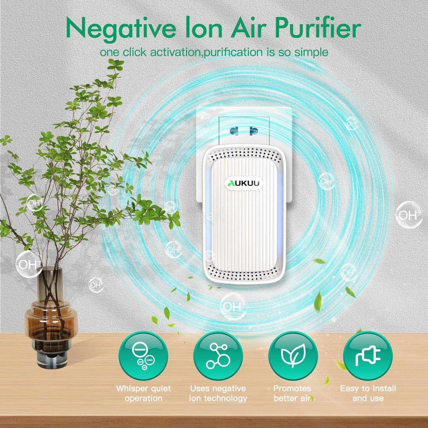 Plug-In Negative Ion Air Purifier – Quiet Mini Air Cleaner for Home & Office (4-Pack) | Fixory911