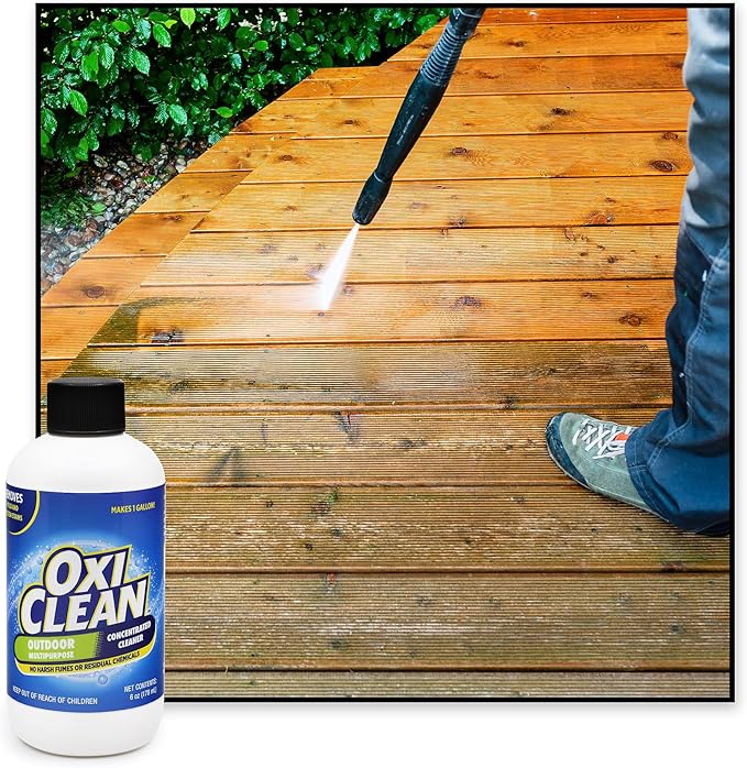 OxiClean Outdoor Multipurpose Super Concentrated Cleaner - Makes 4 Gallons Stain Remover Driveway for Concrete (4 Pack 6oz Bottle = Gallons) White 24 Fl Oz