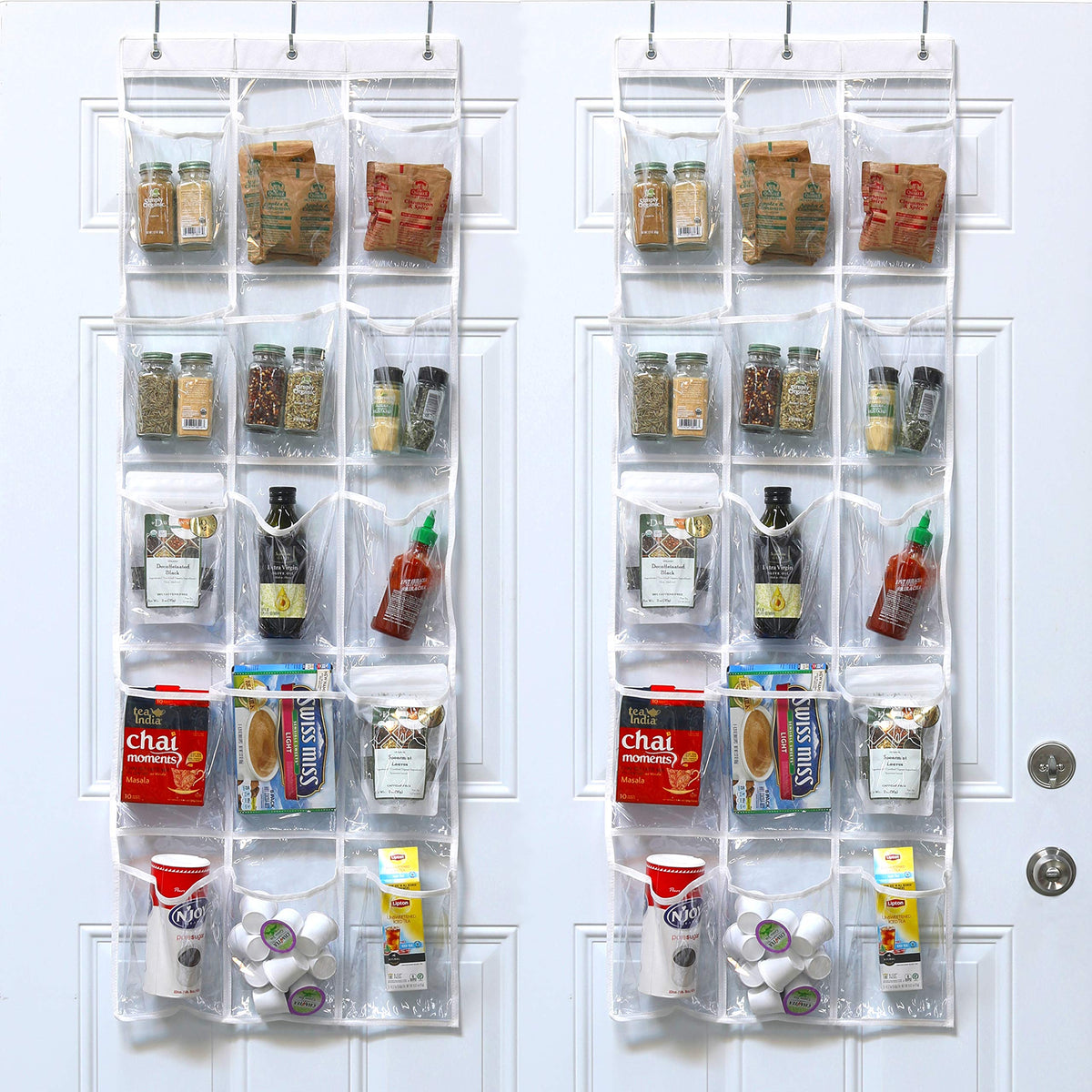 Simple Houseware 15 Pockets Clear Over the Door Pantry Organizer - Image 1