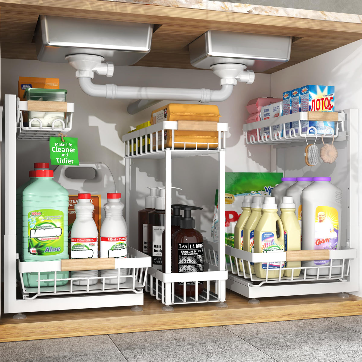 Sevenblue 3-Pack 2-Tier Height Adjustable Under Sink | All Products - Image 1