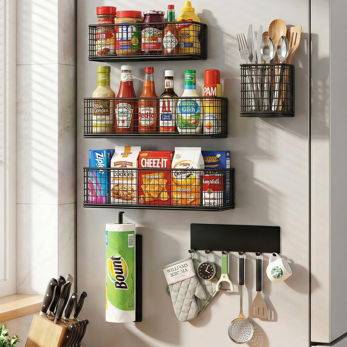 Magnetic Spice Rack Refrigerator,Include Paper Towel - Image 1