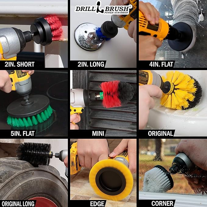 Drill Brush Power Scrubber by Useful Products - Carpet Cleaner - Car Cleaning Brush Kit - Grill Brush - Oven Cleaner - Shower Cleaner - Household Cleaning Tools - Drill Brush Set - Grill Scrub Brush
