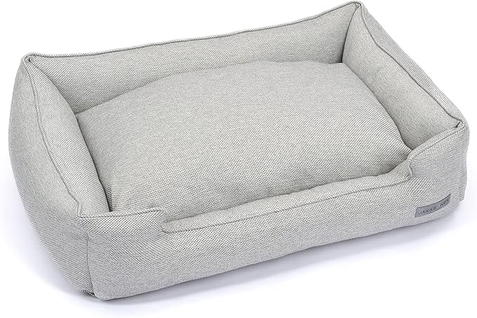 Jax & Bones Dog Bed Lounge - Machine Washable Bed for Dogs - Extra Heavy Duty Bolstered Sides - Small Grey Dog Mat Beds | 24 x 18 Inches