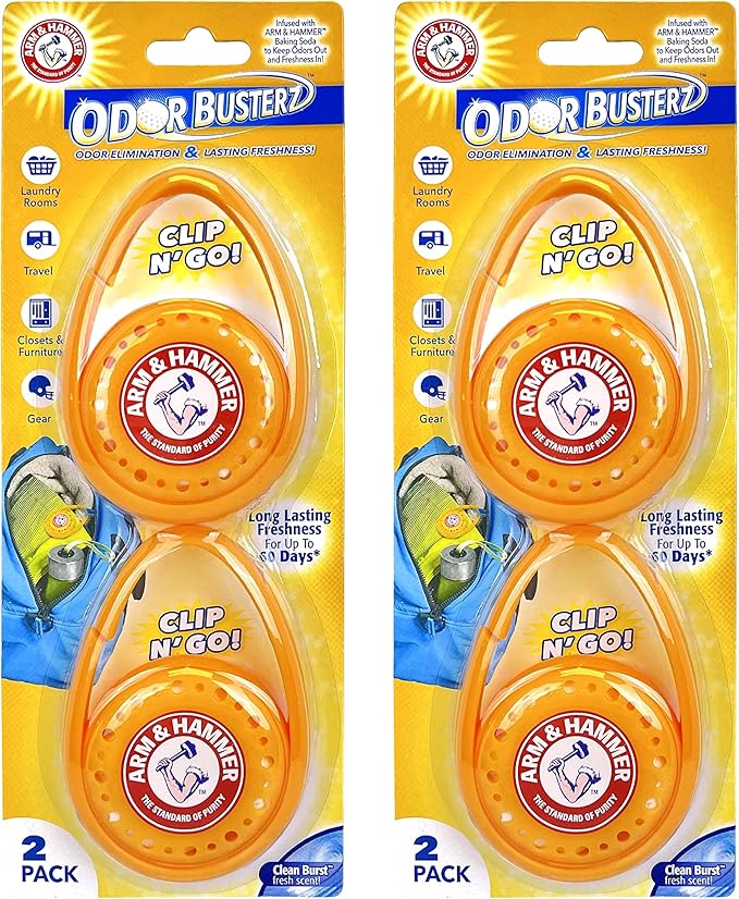 Arm & Hammer Odor Busterz Balls Deodorizer 6 Count and Clip N Go Deodorizer 4 Count