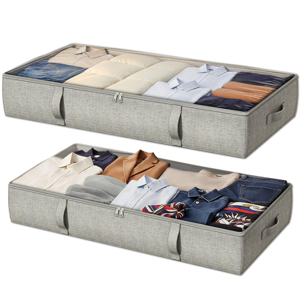 2-Pack Under Bed Storage Containers, 6 Inches Tall Clothes - Image 1