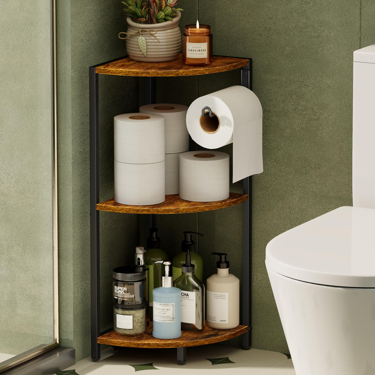 3 Tier Bathroom Corner Shelf, Corner Stand for Bathroom - Image 1