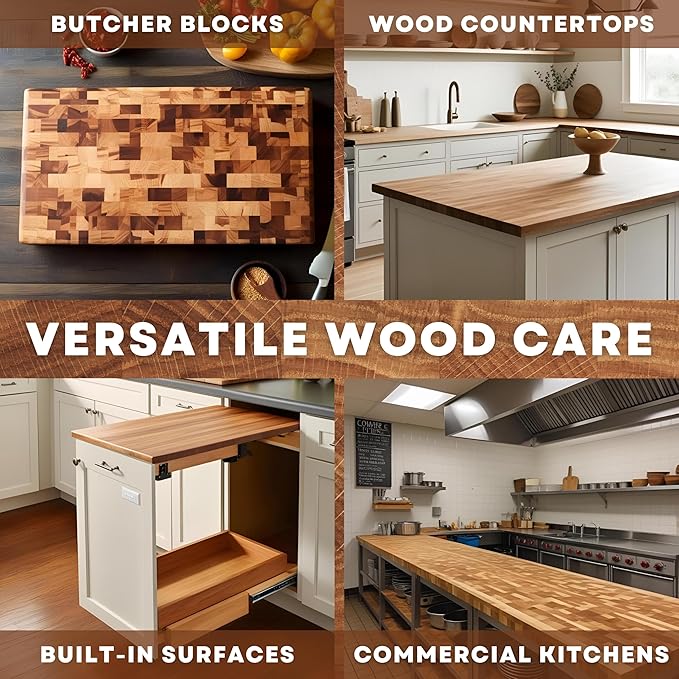 Butcher Block Cleaning Kit - Includes Cutting Board Wood Spray Cleaner, Bench Scraper, Microfiber Cloth - for Butcher Block Countertops, Islands, Large Cutting-Boards - Natural - Food Safe