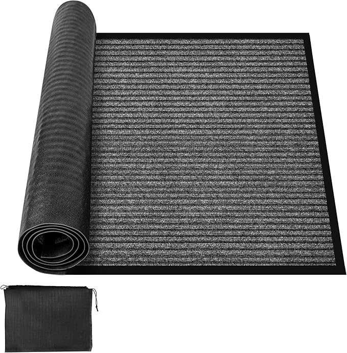 MYFAMIREA Commercial Floor Mat 2' x 3' Extra Large Front Door Industrial Rug Heavy Duty Brush Step Entrance Mat Weather Utility Rug with Non Slip Rubber Backing Low Profile for Entryway, Charcoal Grey