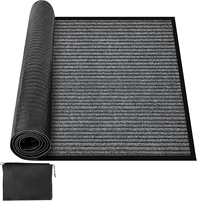 MYFAMIREA Commercial Floor Mat 3' x 4' Extra Large Front Door Industrial Rug Heavy Duty Brush Step Entrance Mat Weather Utility Rug with Non Slip Rubber Backing Low Profile for Entryway, Charcoal Grey