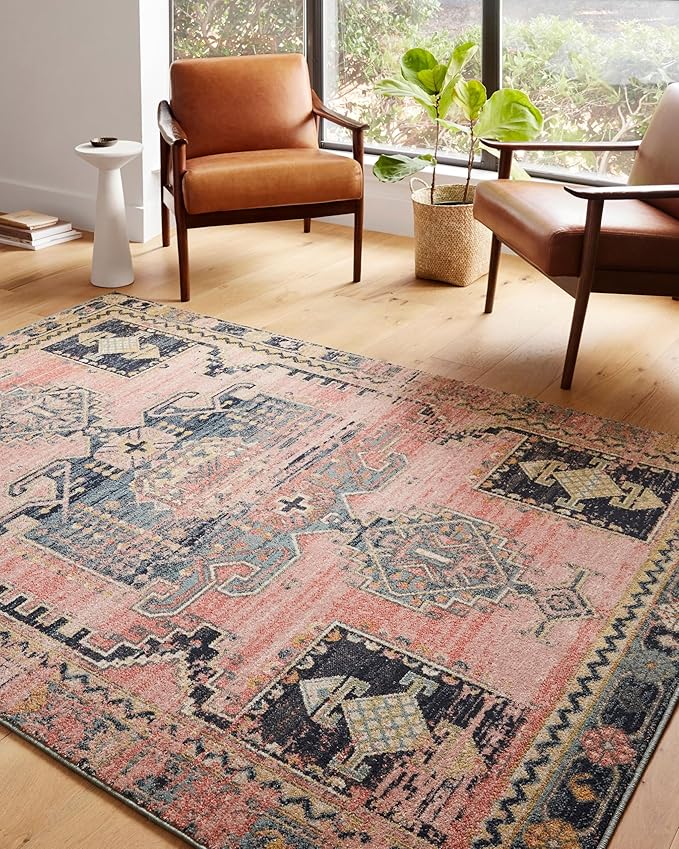 Loloi Jocelyn Collection JOC-06 Rose/Rose 4'-0" x 6'-0" .38" Thick Accent Rug