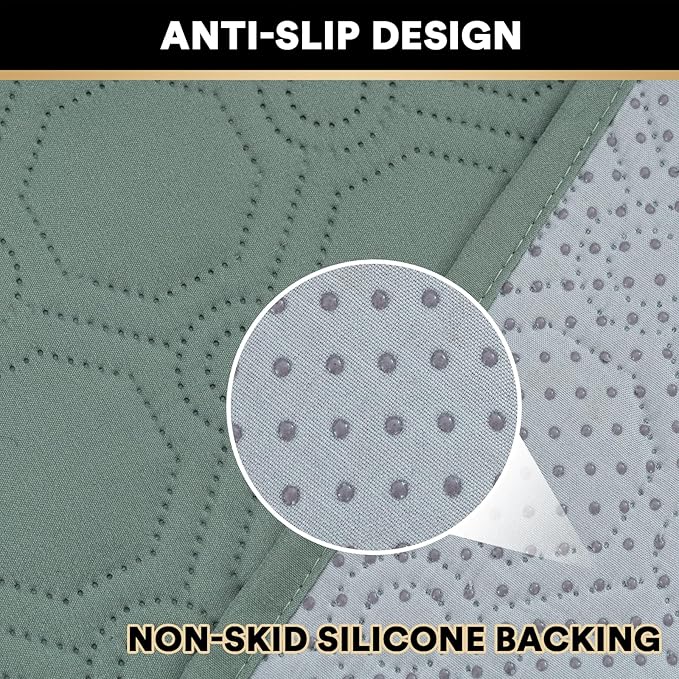 PrinceDeco Waterproof Sofa Cover Diamond Quilted Couch Cover 3 Cushion Sofa Couch Cover for Dogs Furniture Protector Cover with Elastic Straps for Pet Cat(Sofa,Lily Pad)
