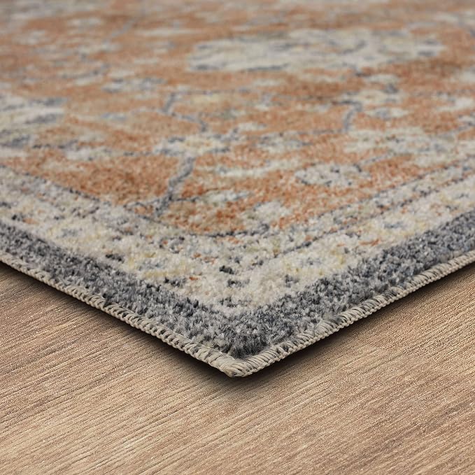 Mohawk Home Garrett Floral Ornamental Pumpkin Orange 5' 3" x 8' Area Rug Perfect for Living Room, Dining Room, Office