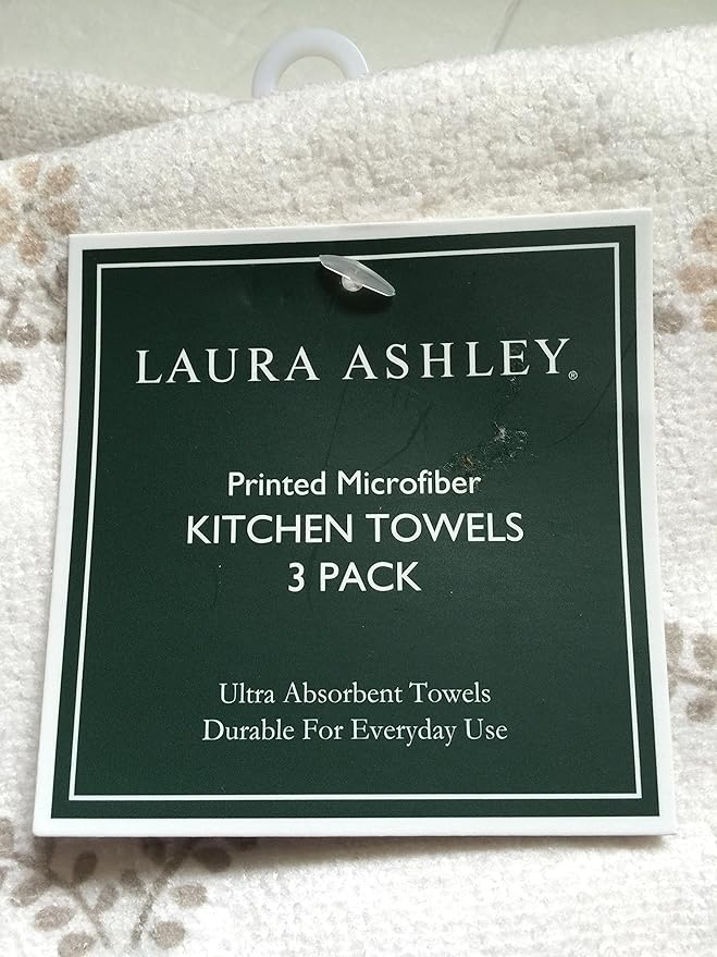 Laura Ashley Kitchen Towel Set 3. Emperor Paisley Vine. Simply Taupe