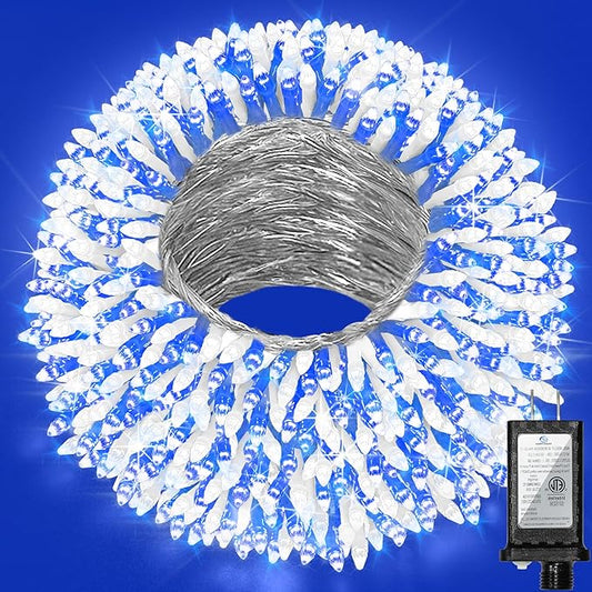 240ft Outdoor Christmas Lights, 750 LED Super Long String Lights 12 Modes & Timer Memory, Dimmable Outsite Waterproof Light Strings for Xmas Tree Garden Wedding Party Holiday Decorations Blue &White
