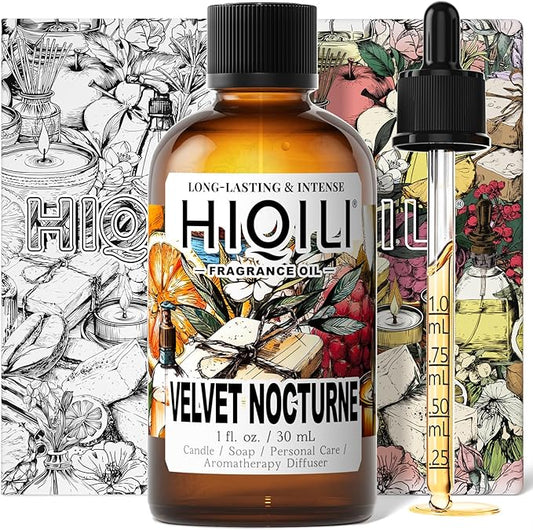 HIQILI Velvet Nocturne Fragrance Oil for Making Candle, Violet & Carnation Scents, DIY Perfume, Great for Diffuser, Long Lasting - 1 Fl Oz
