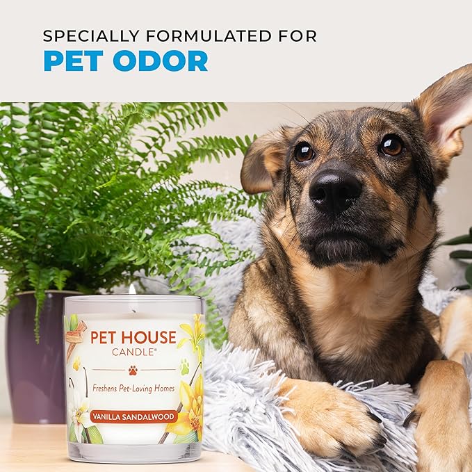 Pet House Candles, Clean Long-Lasting Pet Odor Candles for Home, Plant-Based, 60 Hour Burn Time - Lemon Cupcake, 9 oz