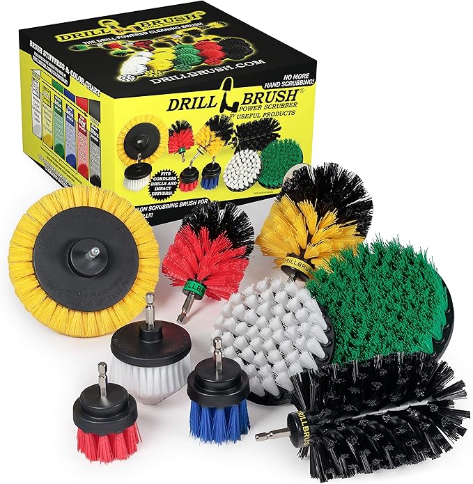 Drill Brush Power Scrubber by Useful Products - Carpet Cleaner - Car Cleaning Brush Kit - Grill Brush - Oven Cleaner - Shower Cleaner - Household Cleaning Tools - Drill Brush Set - Grill Scrub Brush