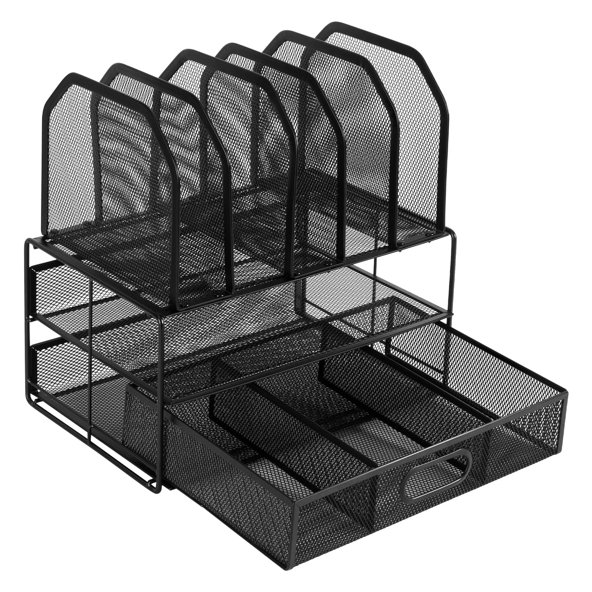 Amazon Basics Mesh Desk Organizer with Sliding Drawer, Double - Image 1