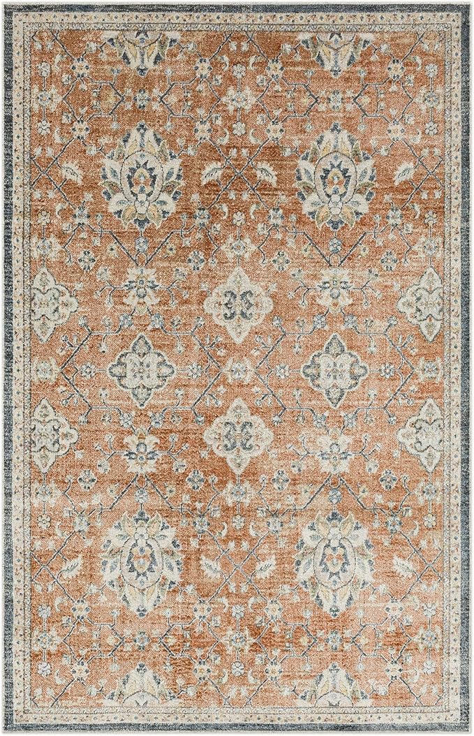 Mohawk Home Garrett Floral Ornamental Pumpkin Orange 7' 10" x 10' Area Rug Perfect for Living Room, Dining Room, Office