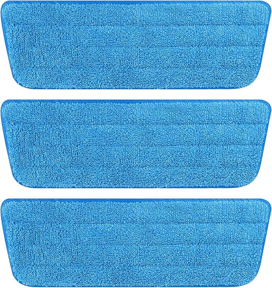 3 Pack Microfiber Reusable Mop Pads, Wet/Dry Floor Cleaning Refill Mop Pads, Spray Mop Hard Wood Floor Mop Pads Refills, Machine Washable Power Mop Pads Replacement