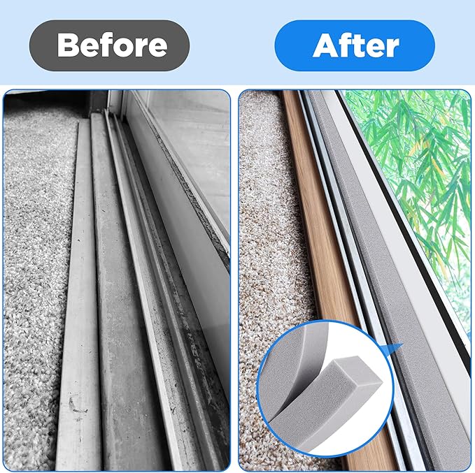 moonoom 4 Pcs Foam Air Conditioner Weatherseal Tape-1''x1''6.5ft Air Conditioner Foam Tape-Non-Adhesive Foam Seal Strip with Glue Point for Air Conditioner Door Window Seal