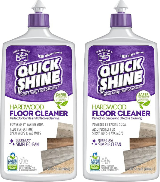 Quick Shine Hardwood Floor Cleaner 27oz, 2Pk| Use in Spray & Vac Mops| Removes Dirt & Scuff Marks| Ready-to-Use, Streak Free, No Rinse| Safer Choice Cleaner| Perfect for Gentle and Effective Cleaning