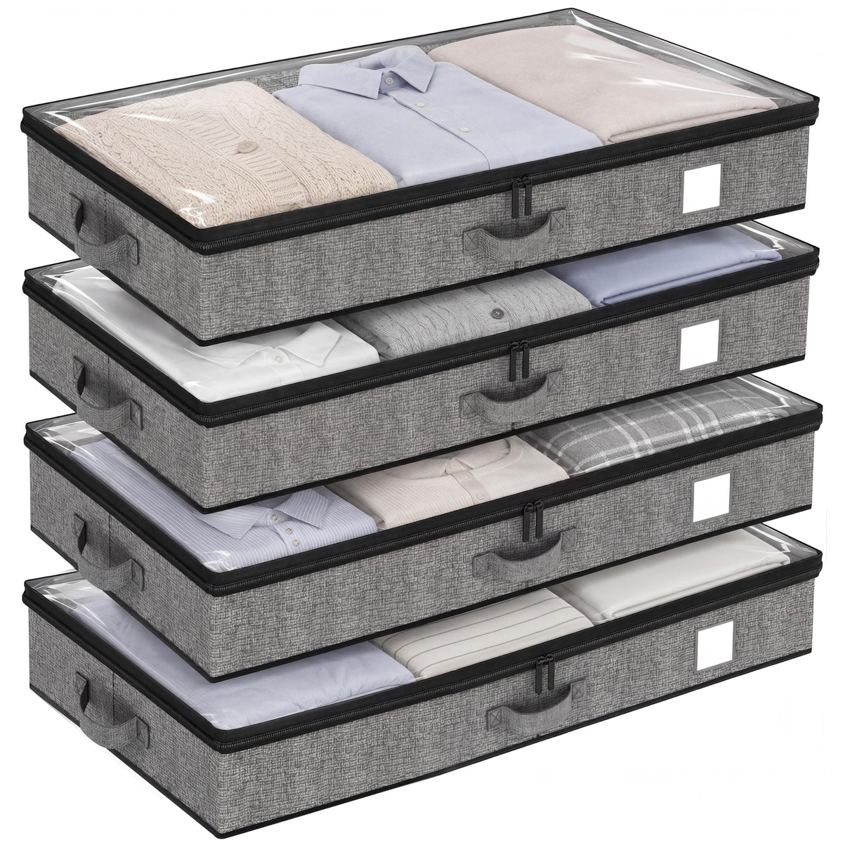 Under Bed Storage Containers 4 Pack Reinforced Underbed Organizer - Image 1