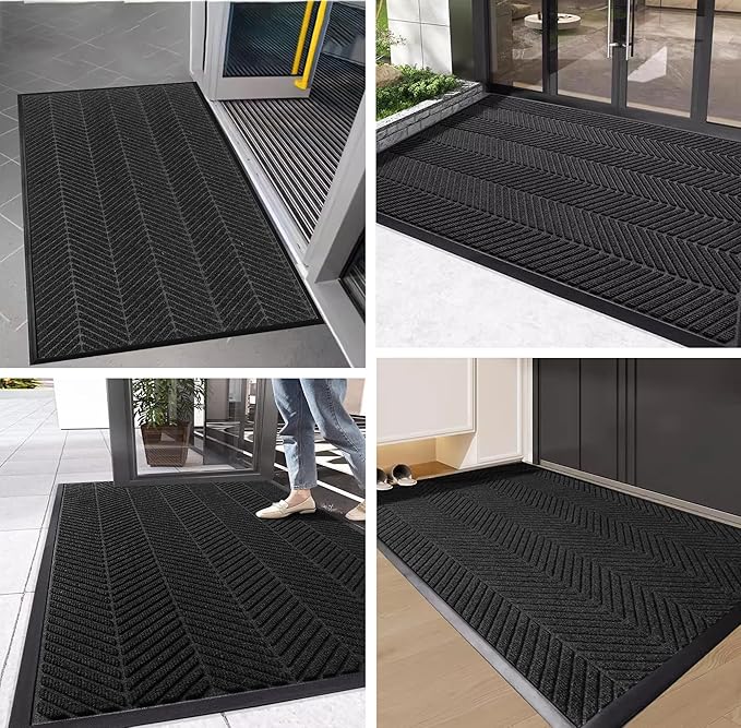 Front Door Mat,4'x6' Indoor Outdoor Entry Mat, Commercial Door Mat Indoor Outdoor Entrance, Heavy Duty Welcome Mat, Rubber Backing Non Slip Doormat for Entryway,Large Industrial Entry Rug