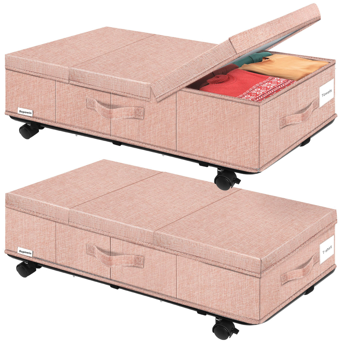 Under Bed Storage with Wheels, 2Pack Rolling Underbed Storage - Image 1