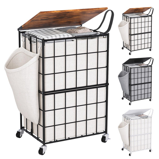 90L Laundry Basket with Wheels, Large Capacity Laundry - Image 1