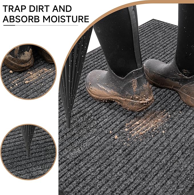 Front Door Mat Outside Entrance, 120" x 36" Sturdy Indoor Outdoor Mats for Entryway, Low Profile Welcome Doormat for Home Entrance, Non Slip Shoe Scraper Mat, Ideal for High Traffic Area
