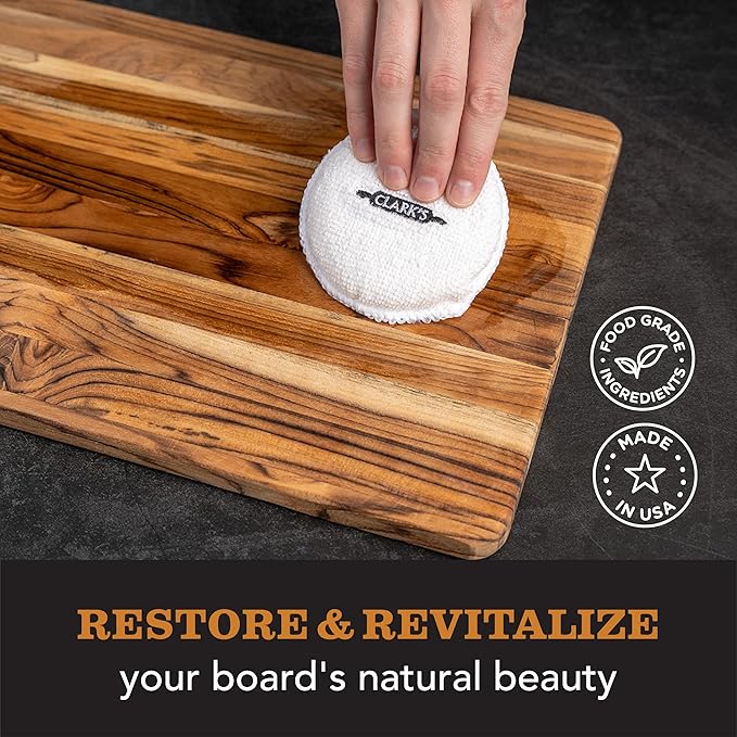 CLARK'S Cutting Board Wax Food Grade - All Natural Butcher Block Conditioner for Wooden Kitchen Utensils - Food Grade Beeswax for Cutting Board (32 Oz, Lemon & Orange)