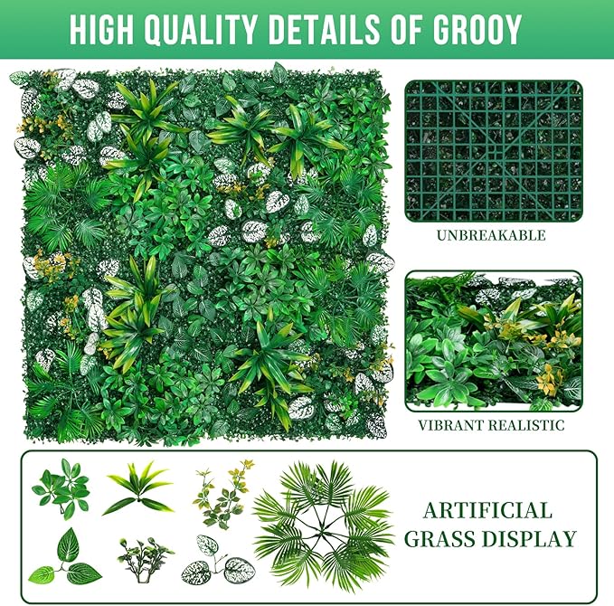 Artificial Hedge Grass Wall, Boxwood Panels 20"x20"(12pcs), Greenery Wall Backdrop, UV Protected Privacy Fence Screen, Green Wall Decor for Outdoor Indoor Wedding Décor