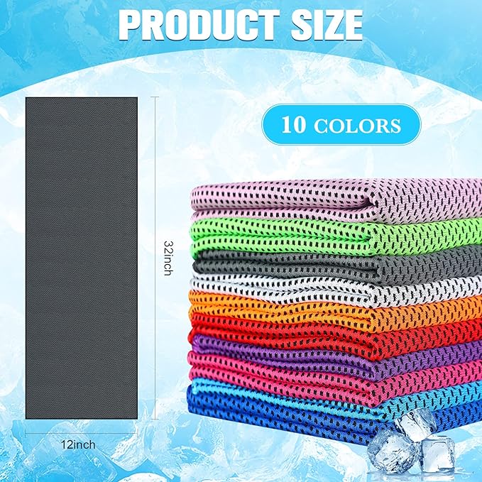 Maitys 300 Pcs Cooling Towel for Hot Weather, 32 x 12 Inch Microfiber Ice Sweat Towel for Neck and Face Breathable Sport Rags for Athletes Gym Yoga Workout