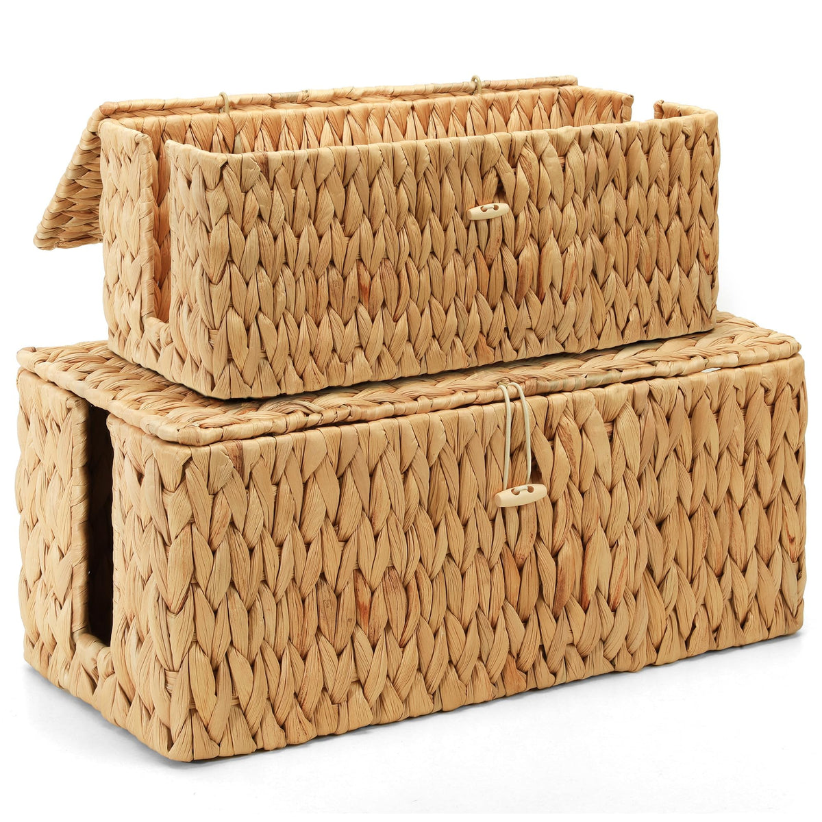 Posprica Cable Management Box with Lid, 2Pack Handwoven Real - Image 1